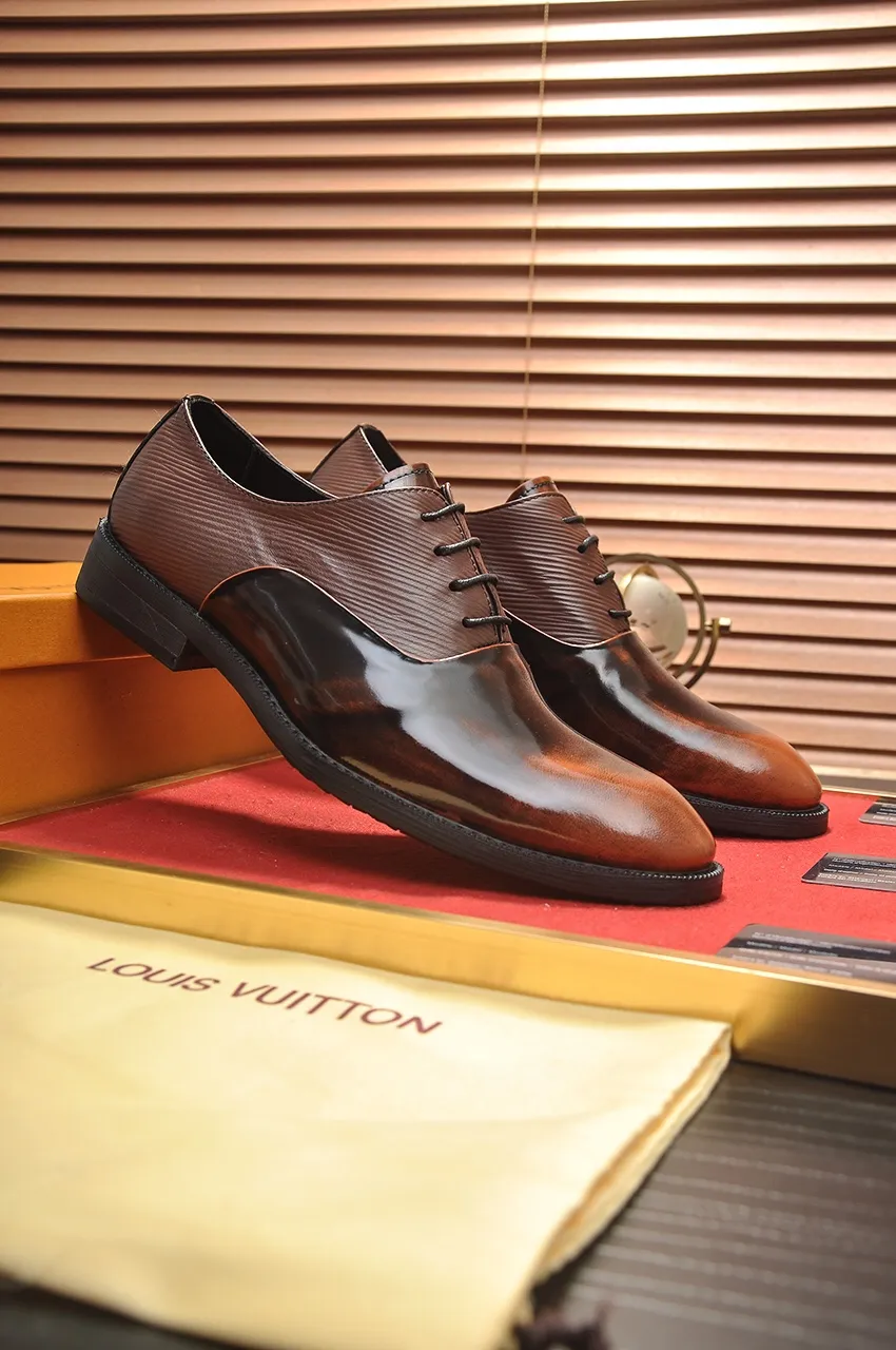 Men's shoes💰460💶【LOUIS VUITTON】(sheepskin lining) new cowhide LV formal shoes🎩🎩❗️🆘made one to one at the counter🎩original quality, imported cowhide upper➕full sheepskin lining➕original rubber outsole, {high quality visible}👣Size: 38-45 (45 custom-made)